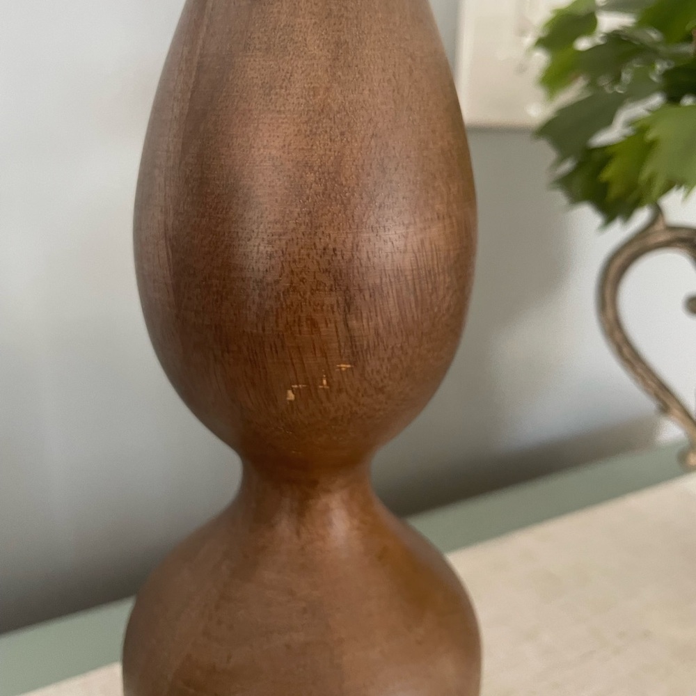 Crate & Barrel set of 3 Elegant Brown Wooden Candle Holders. - Picture 4 of 6